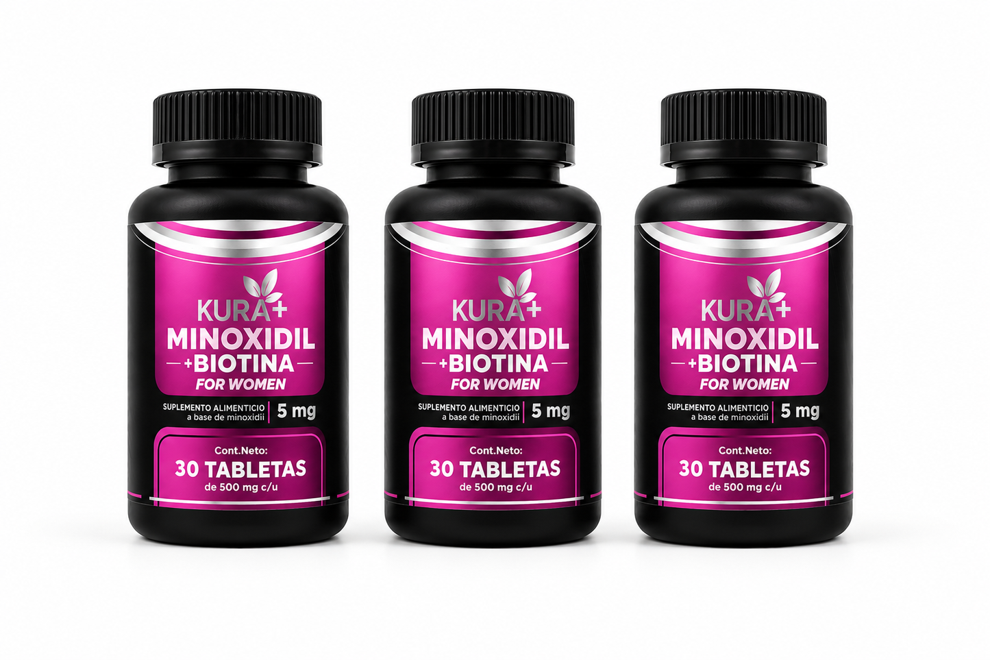 Pack 3 Unidades (90 Días) - Cápsulas De Minoxidil Mujer Kura+